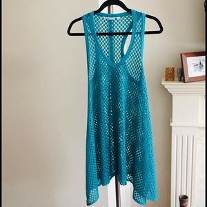 Aqua La Vie En Rose Women’s Turquoise Crochet See-Through Swim Coverup Size US M
